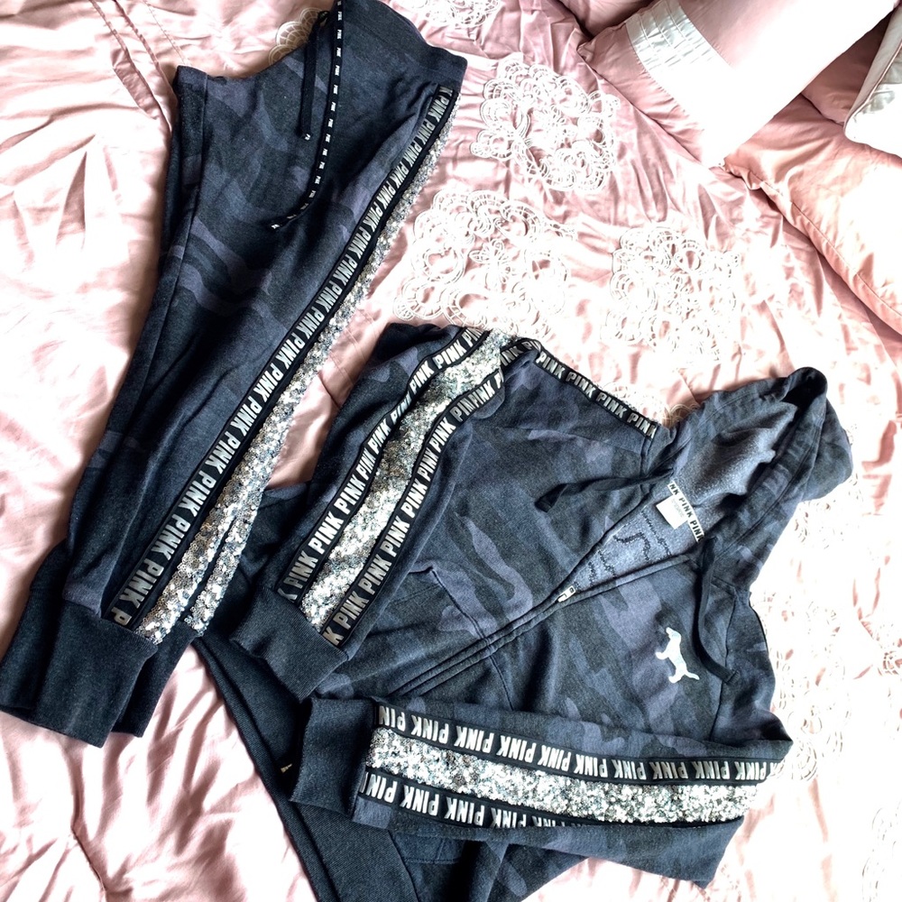 PINK Grey Camo bling set